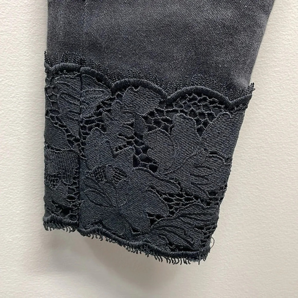 Ann Taylor Petite The Skinny Black Wash Denim Jeans with Lace Hem 2P - Picture 5 of 15